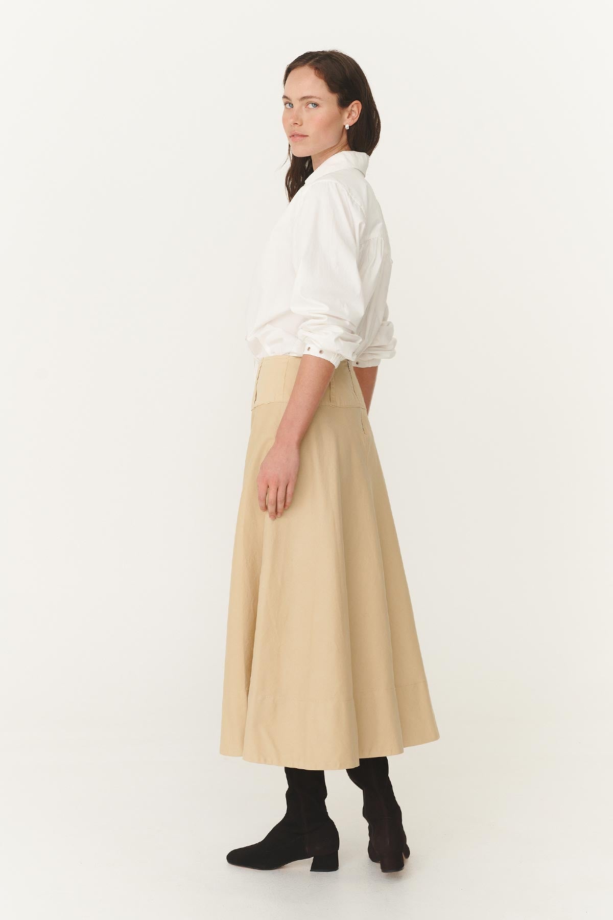 Anouk Midi Skirt in Khaki | ROWIE Skirts – ROWIE The Label