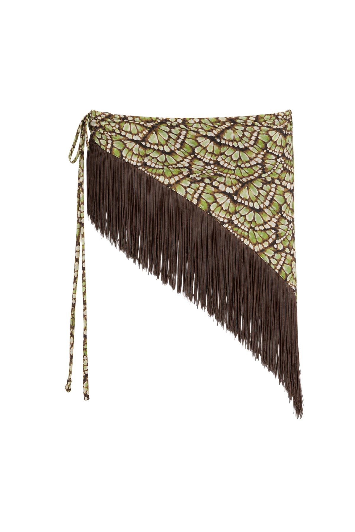 Bobby Silk Tassel Belt in Papillon print – flat lay