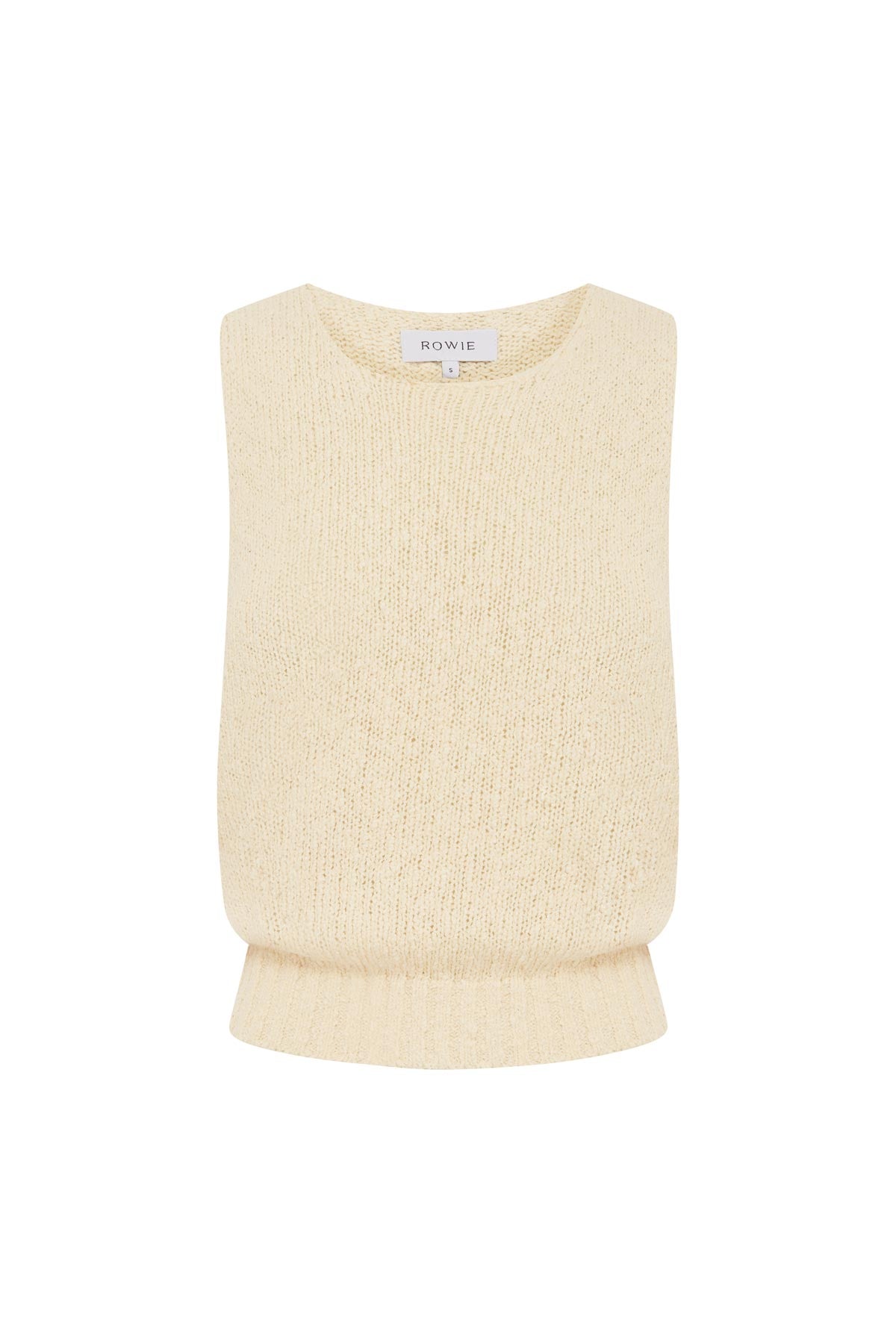 Catalina Knit Tank in Creme, isolated product image on white background, ROWIE the Label.