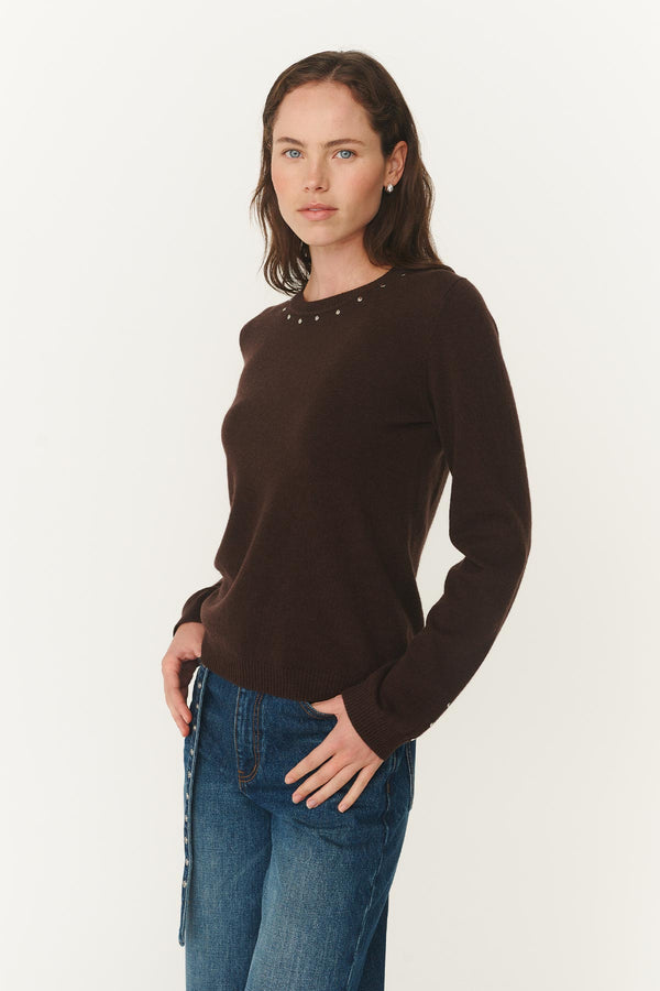 Emaline Stud Merino Knit Top