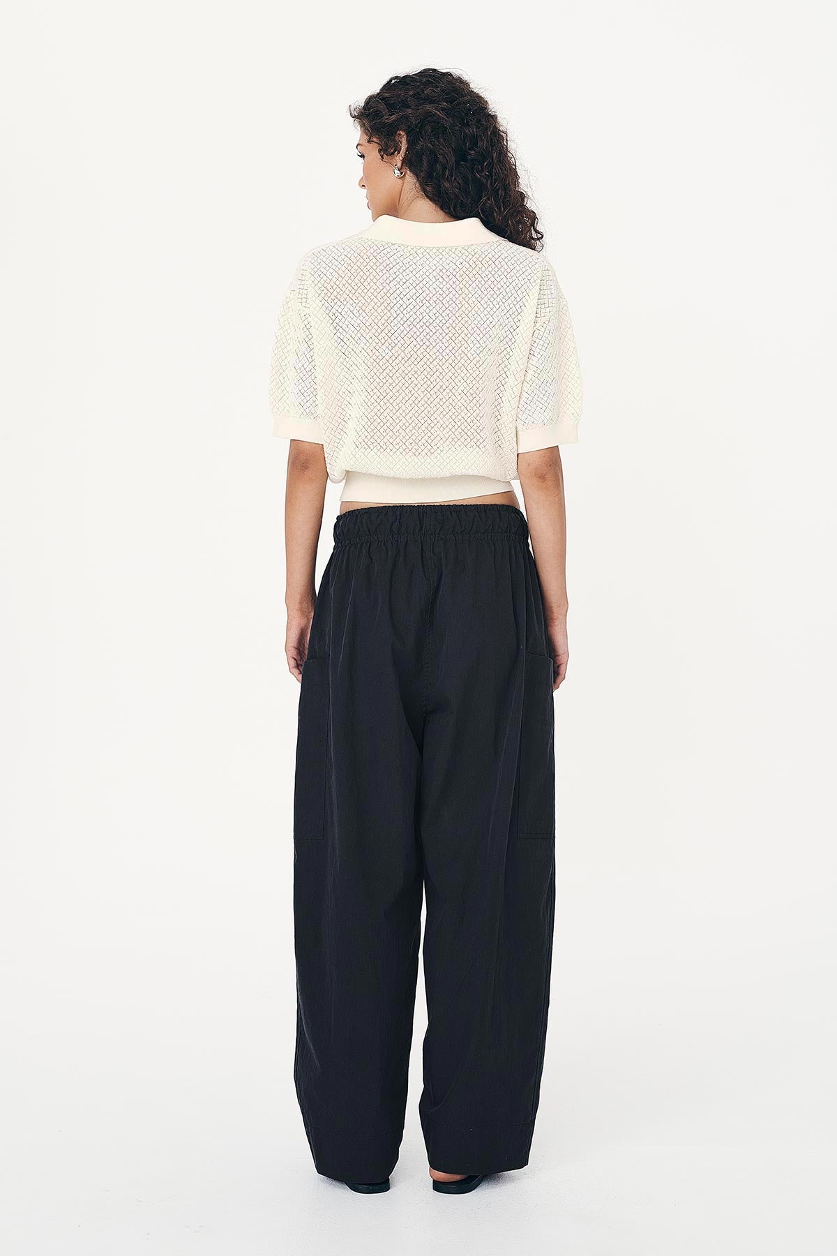 Jessica Cargo Pants in Washed Ink Paired with the Loretta Pointelle Knit Top
