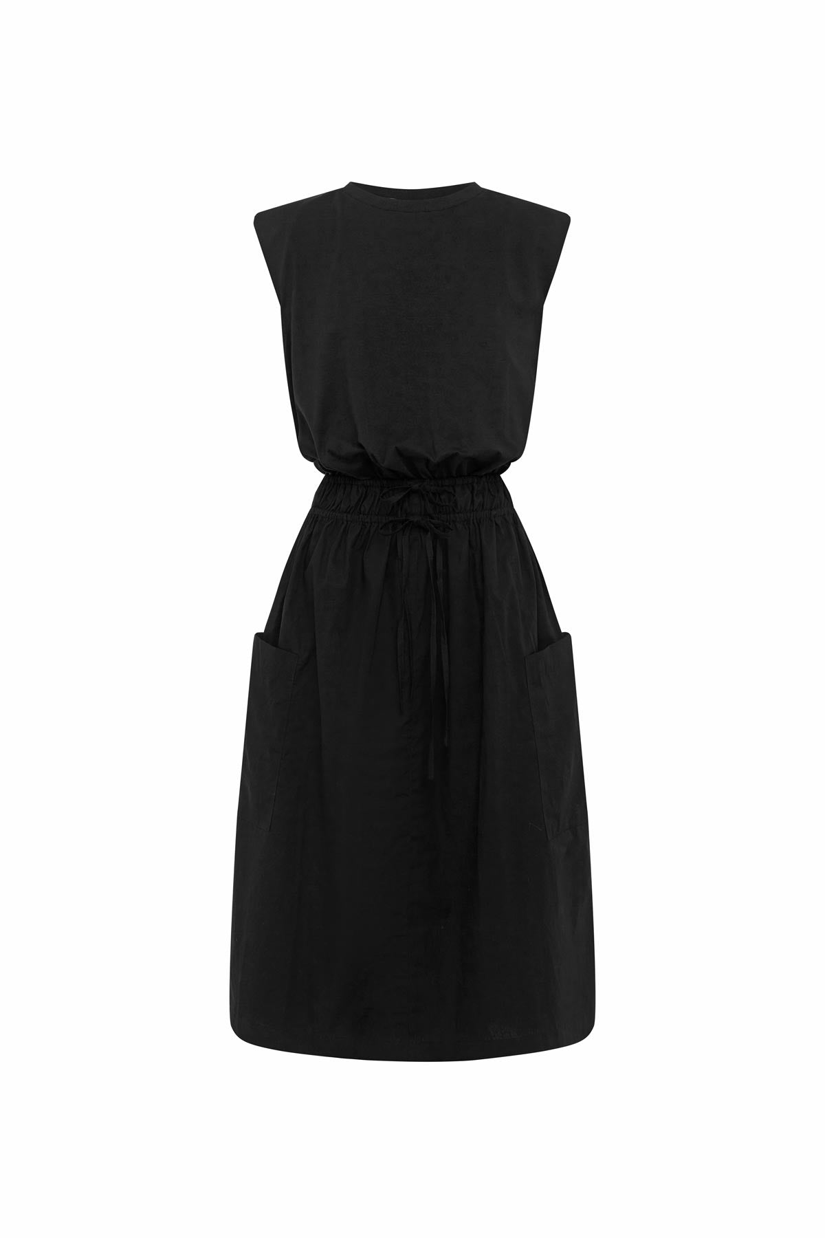 Jessica Organic Midi Dress in Tonal Noir, isolated product image on white background, ROWIE the Label.