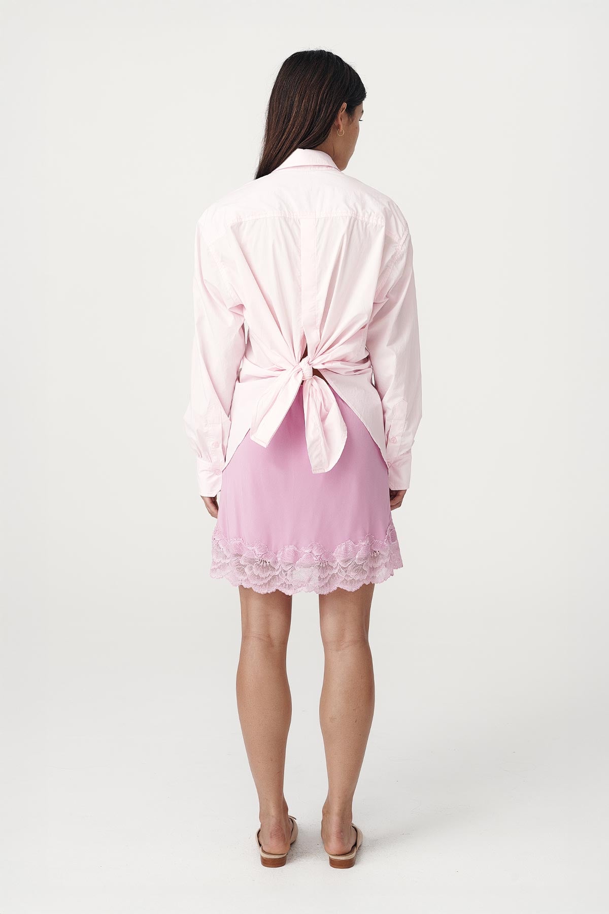 Ramona Tie Back Shirt in Powder Pink