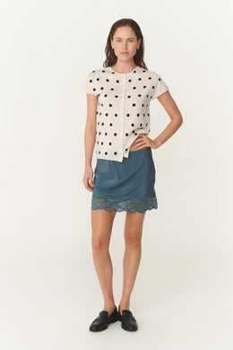 Marina Silk Mini Skirt in Teal Blue