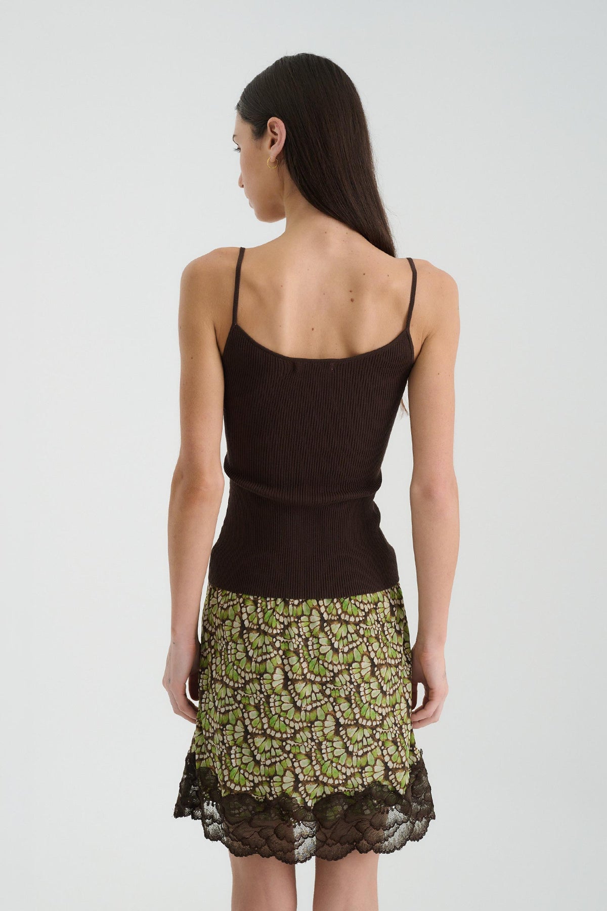 Mary Layered Knit Singlet in Espresso – back view