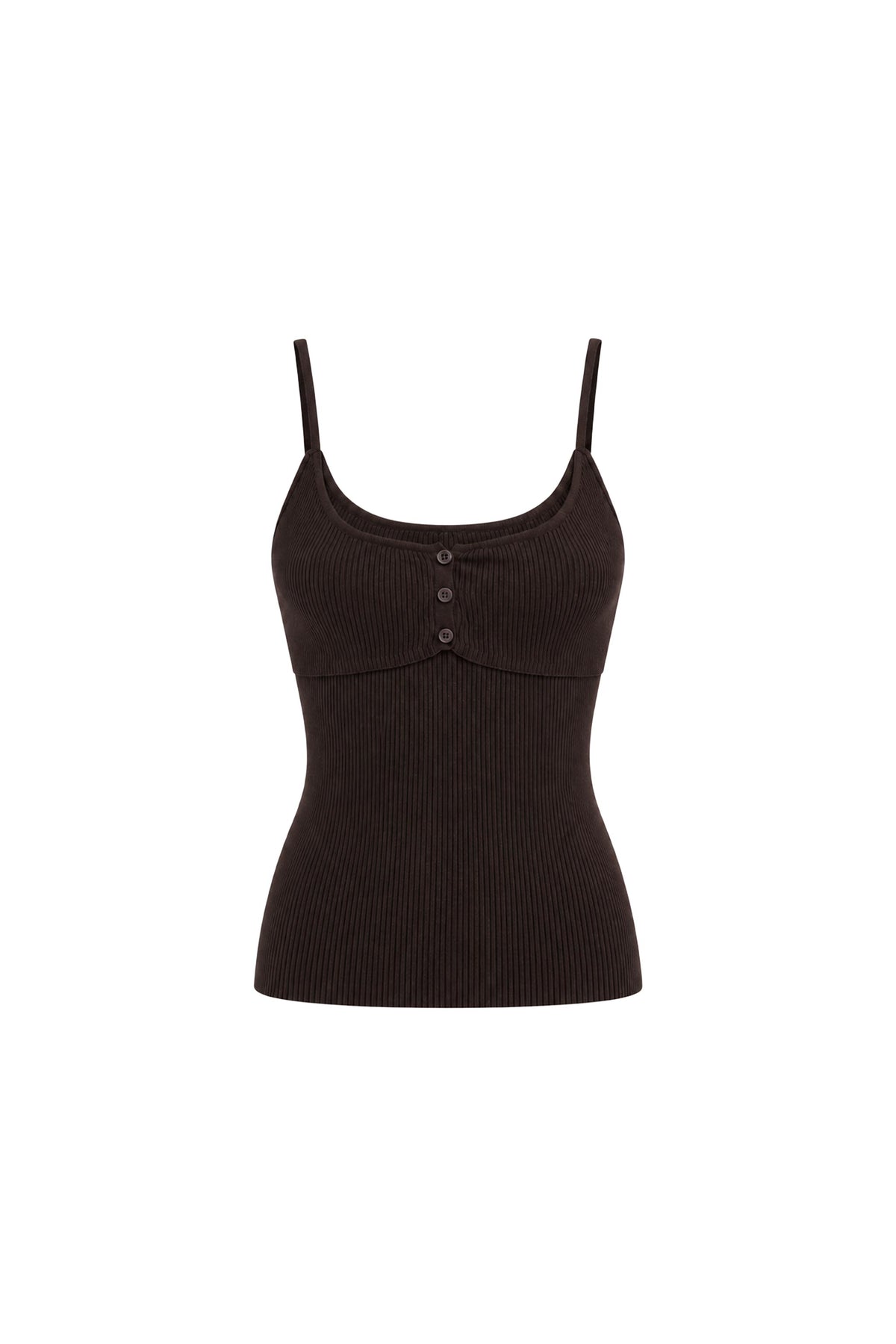 Mary Layered Knit Singlet in Espresso – flat lay