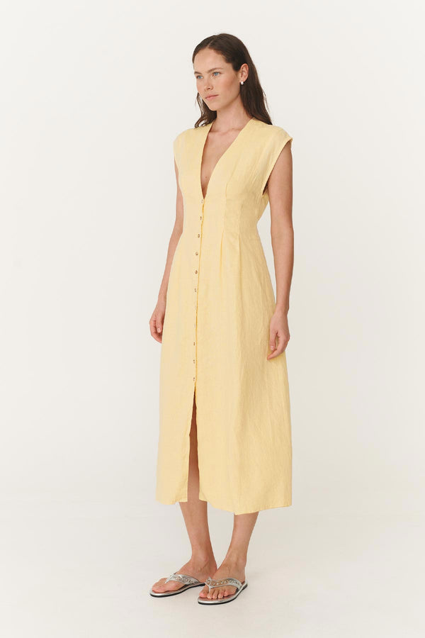 Mira Linen Midi Dress
