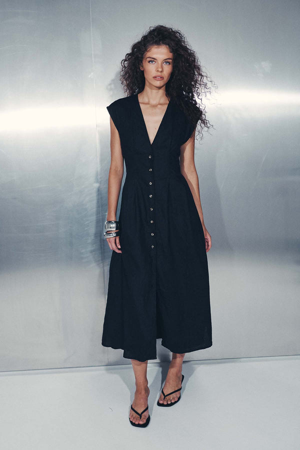 Mira Linen Midi Dress