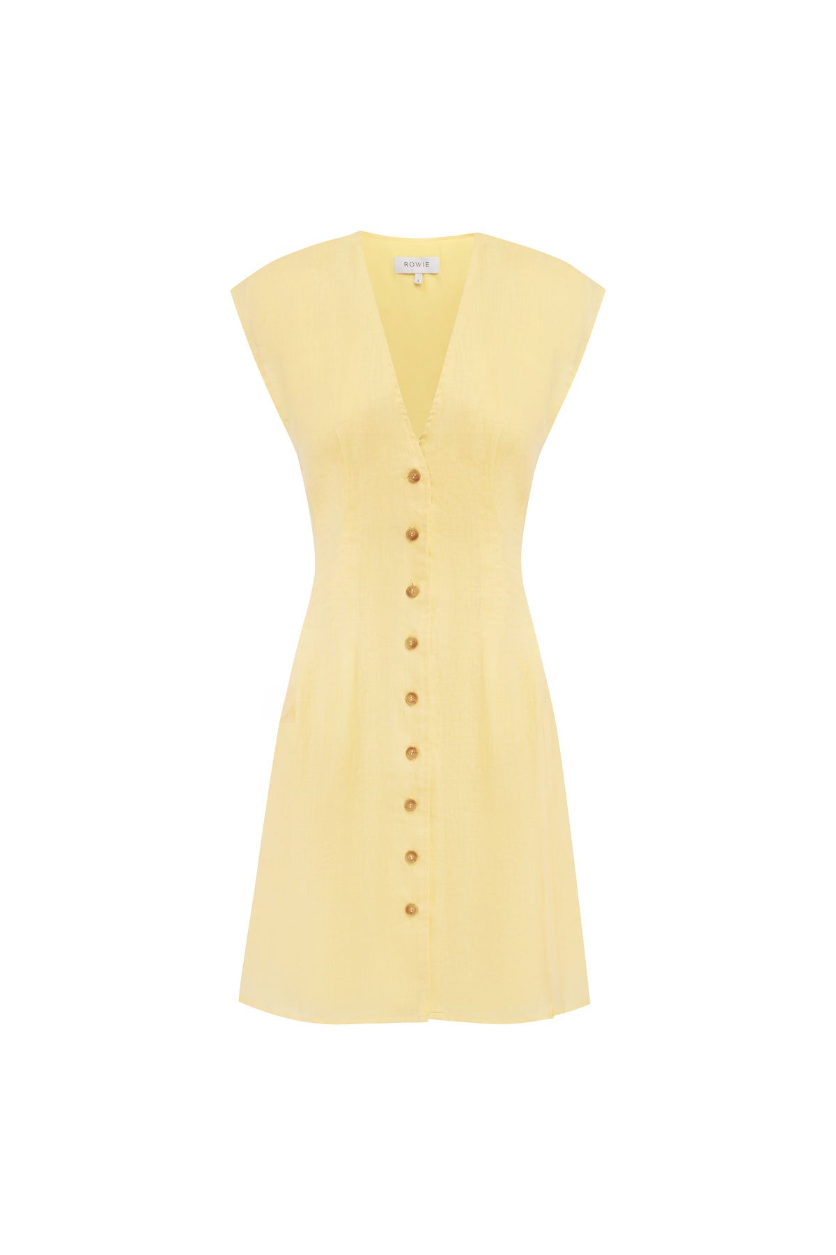 Mira Linen Mini Dress - Lemon L Mira Linen Mini Dress - Lemon L