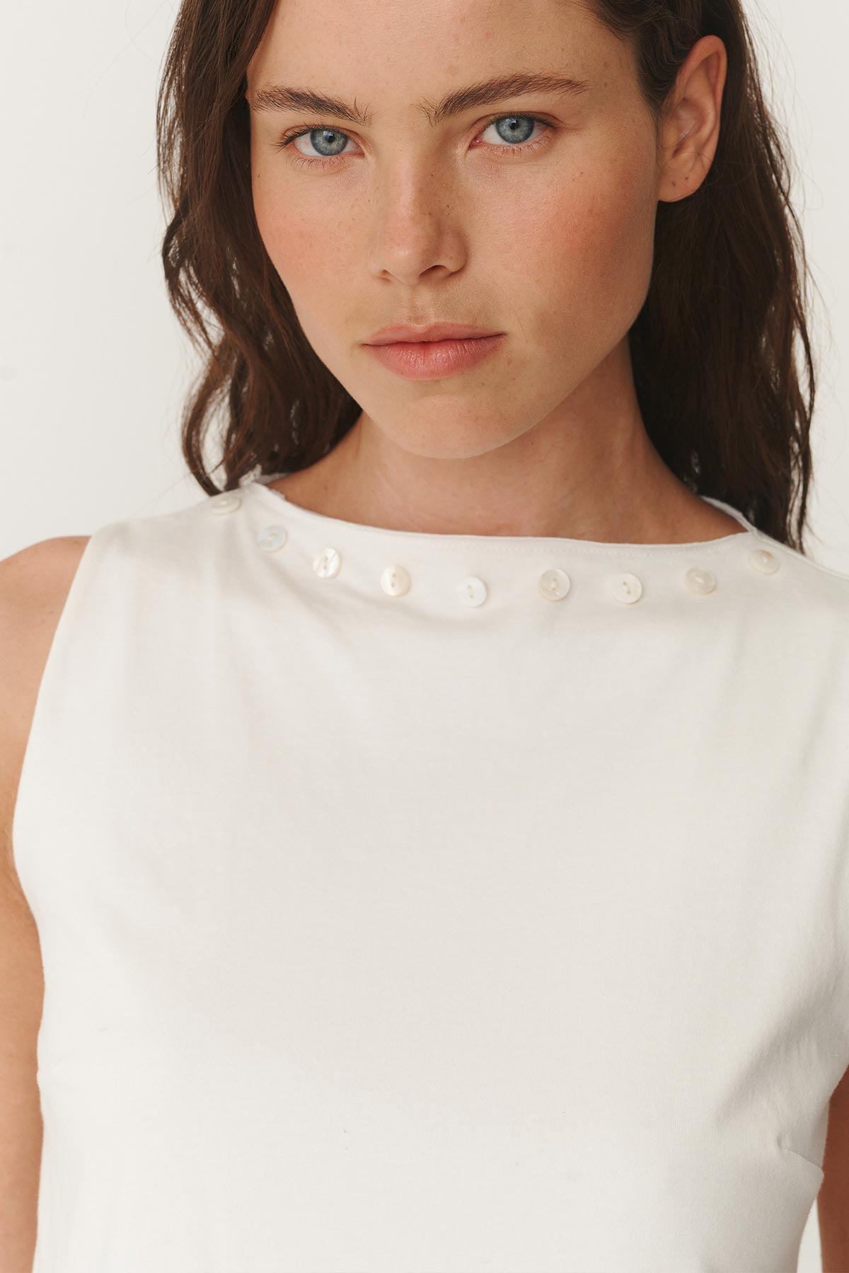 Muriel Button Boatneck Tank
