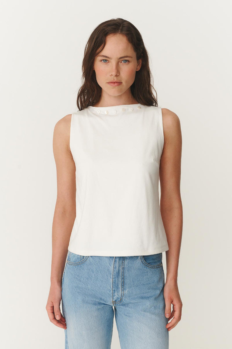 Muriel Button Boatneck Tank