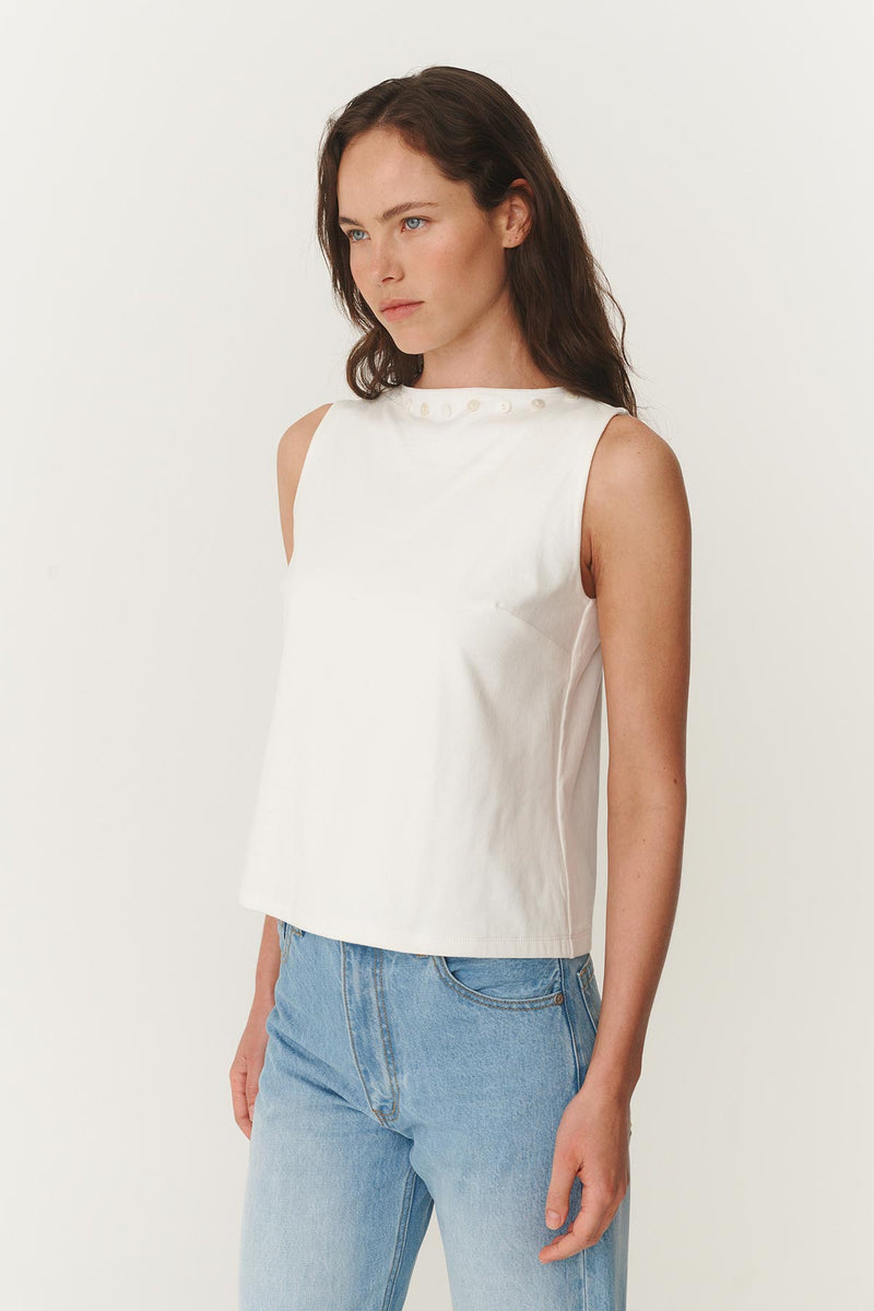Muriel Button Boatneck Tank