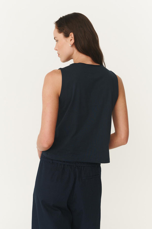 Muriel Button Boatneck Tank