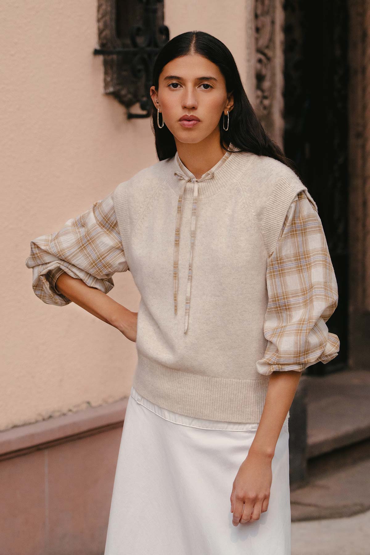 Quinn Merino Knit Vest in Oat Marle