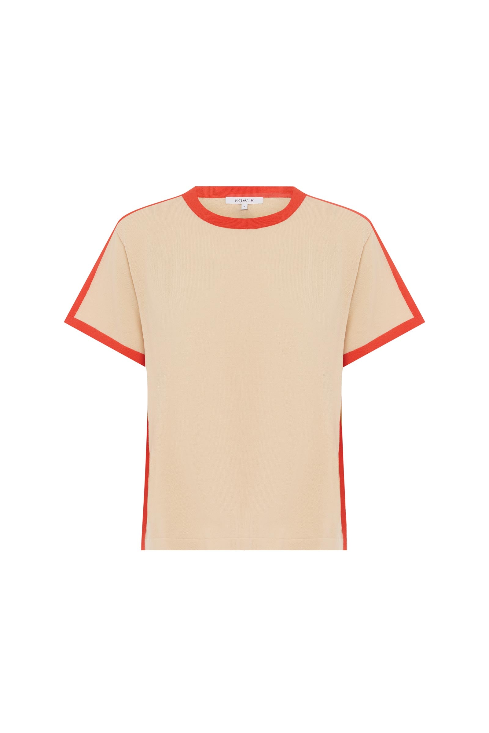 ROWIE The Label Rania Contrast Tee in Spiced Latte, made from 100% Superfine Cotton Zero Waste Knit