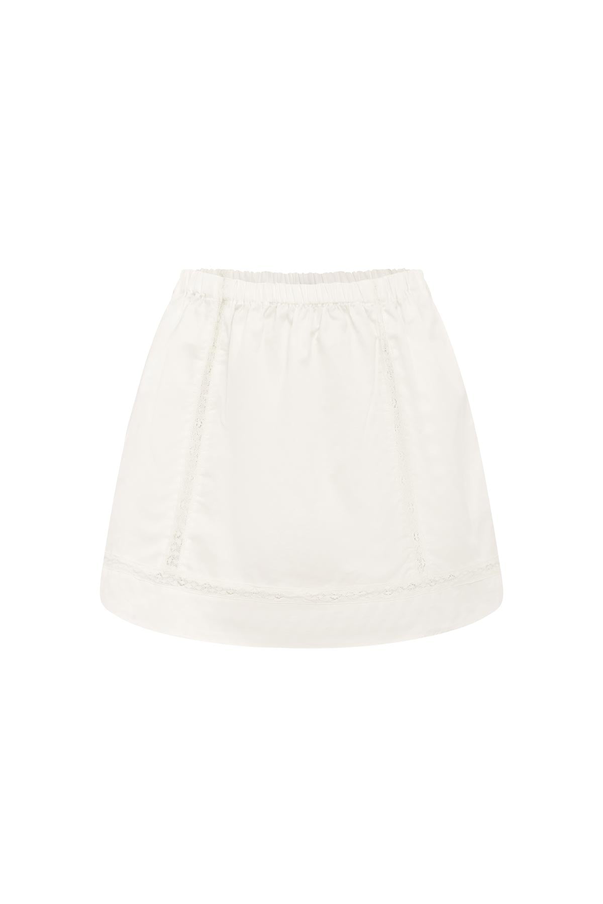 Suri Lace Mini Skirt in Bone, isolated product image on white background, ROWIE the Label.