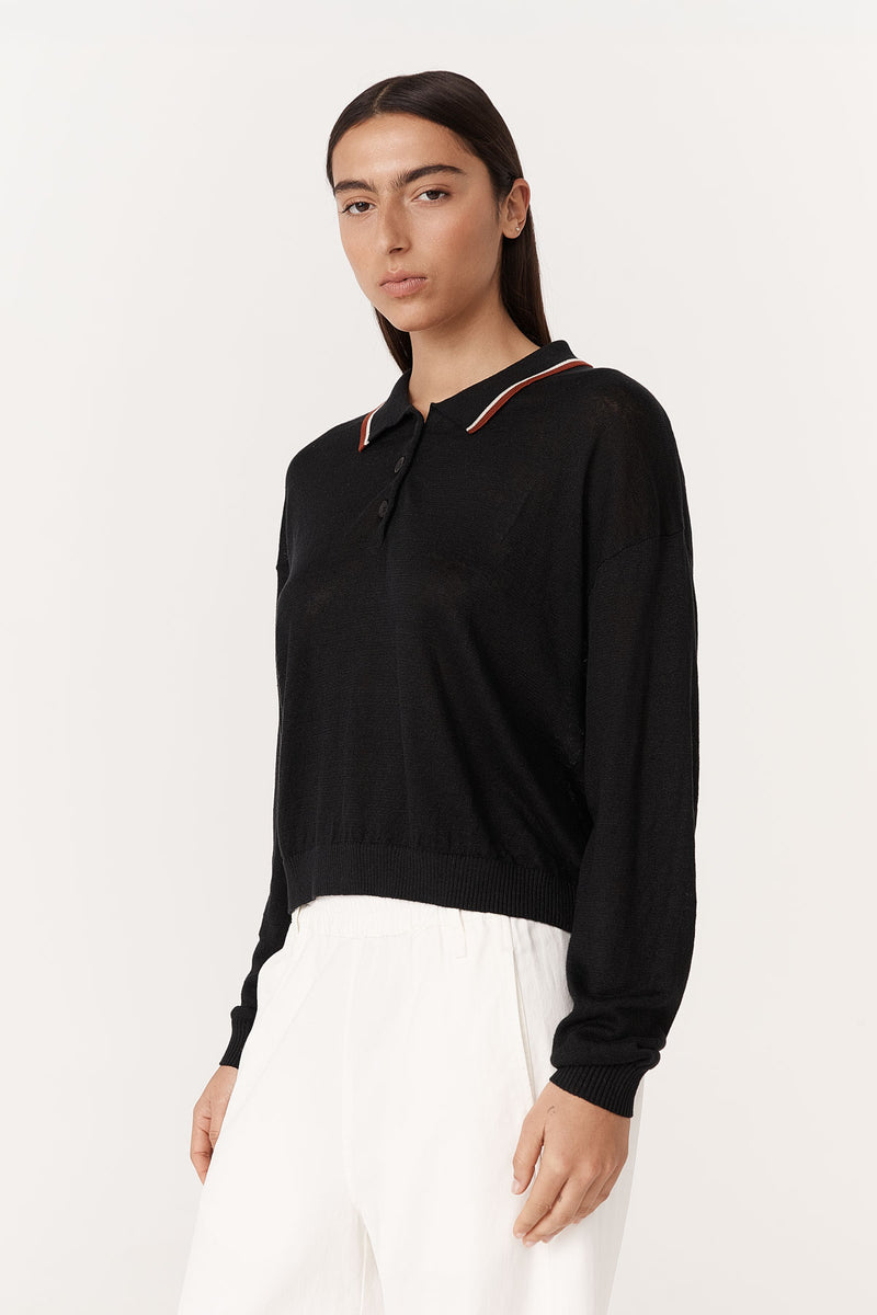 Uma Linen Knit Polo Top