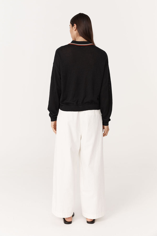 Uma Linen Knit Polo Top