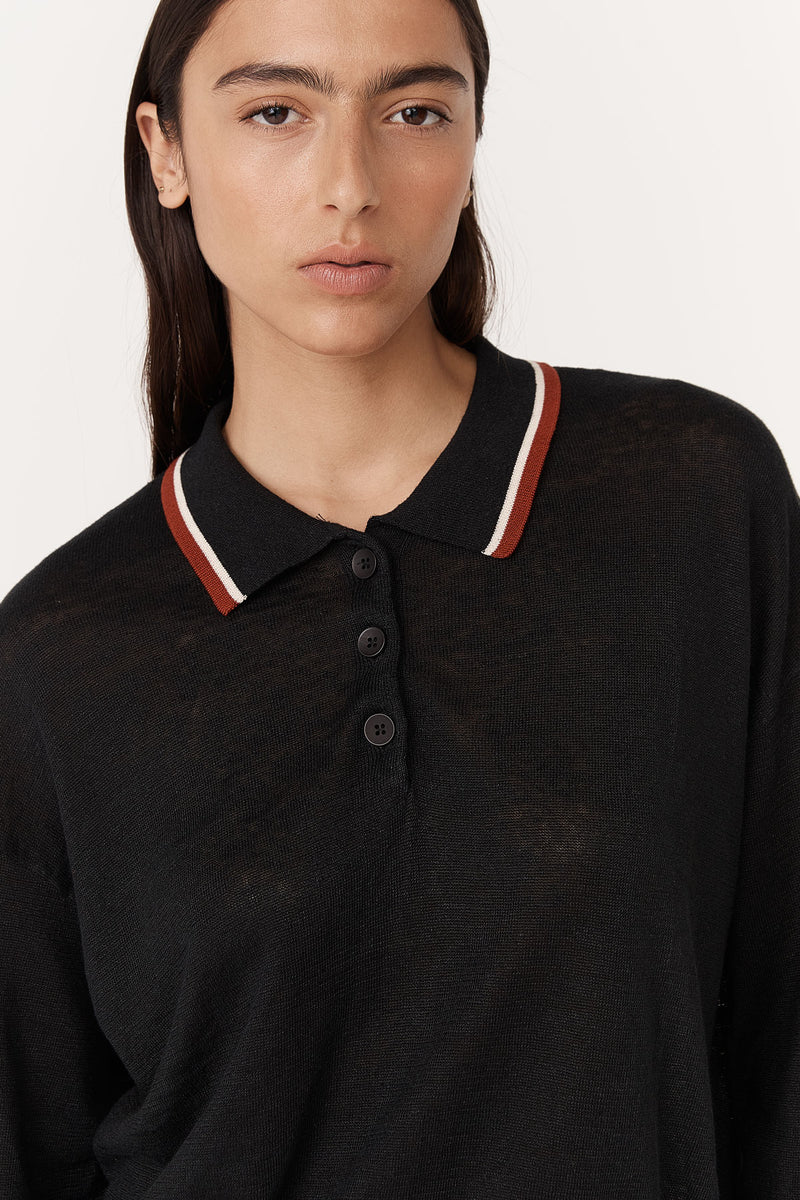 Uma Linen Knit Polo Top