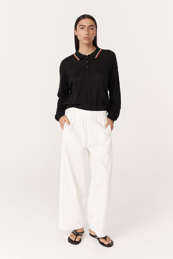 Uma Linen Knit Polo Top