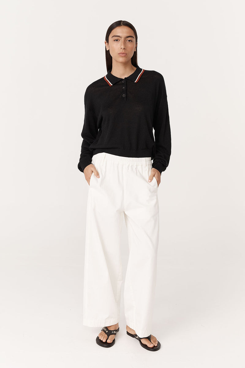 Uma Linen Knit Polo Top