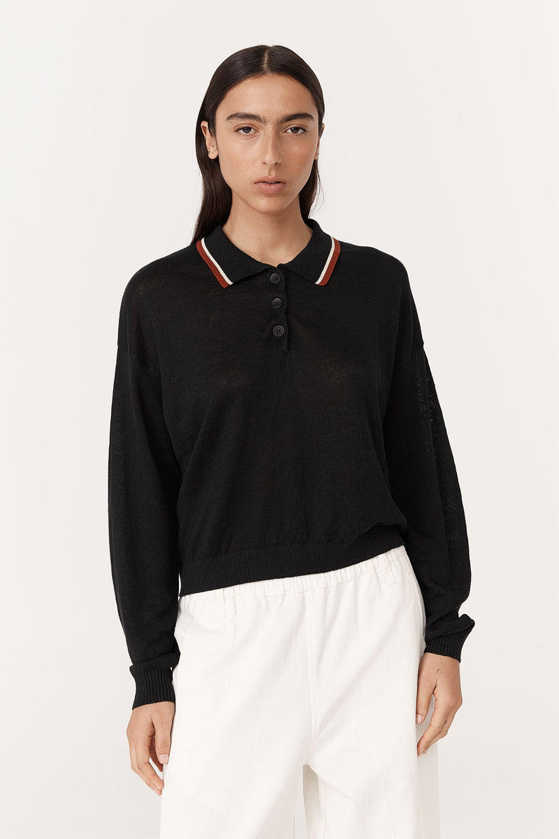 Uma Linen Knit Polo Top