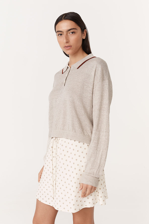 Uma Linen Knit Polo Top
