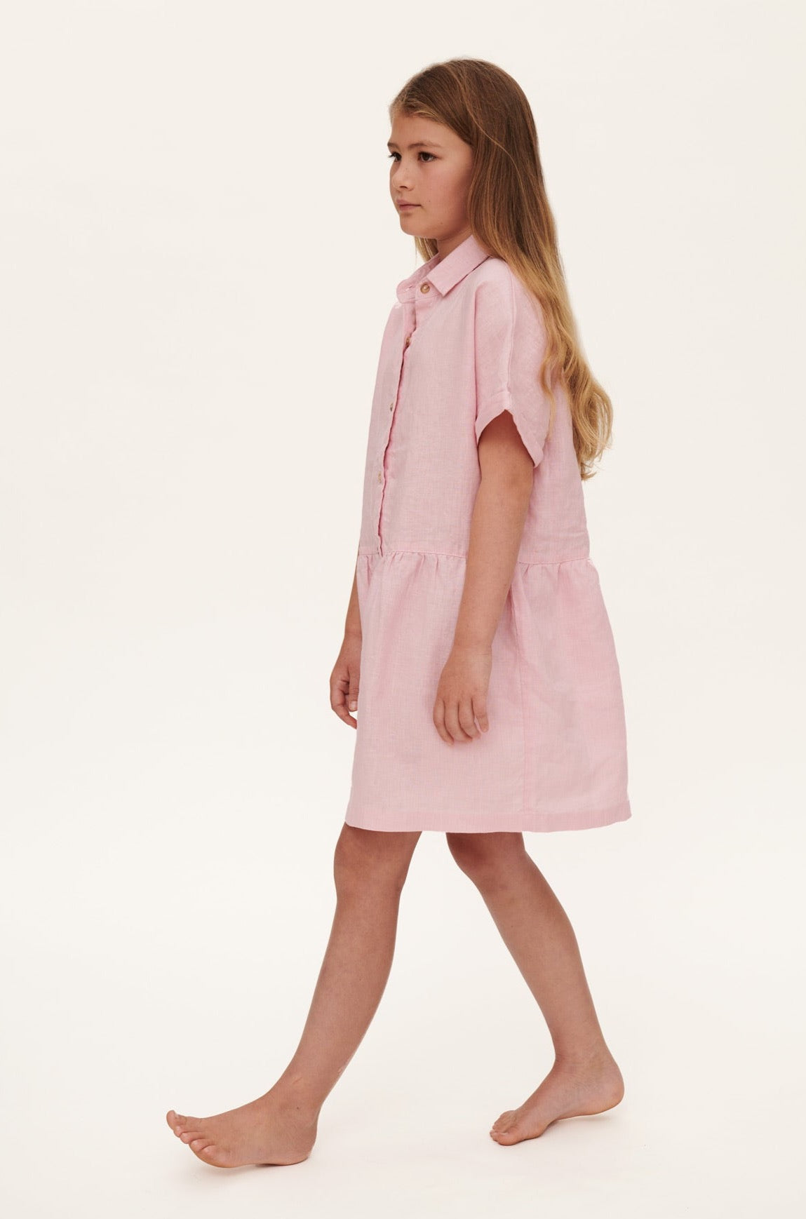 Bailey Linen Child Dress Peony Pink