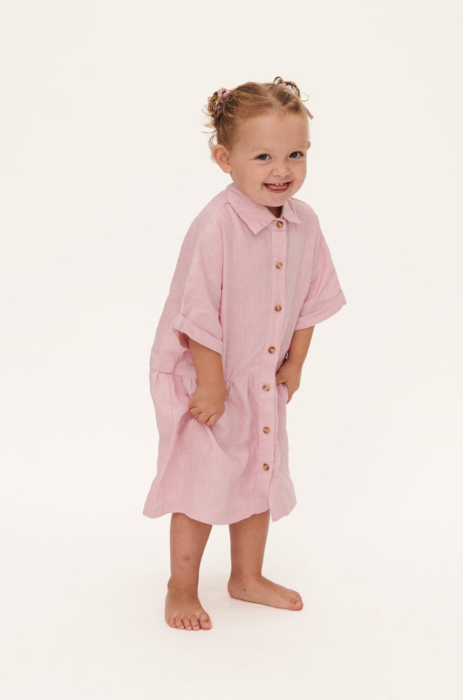 Bailey Linen Child Dress Peony Pink