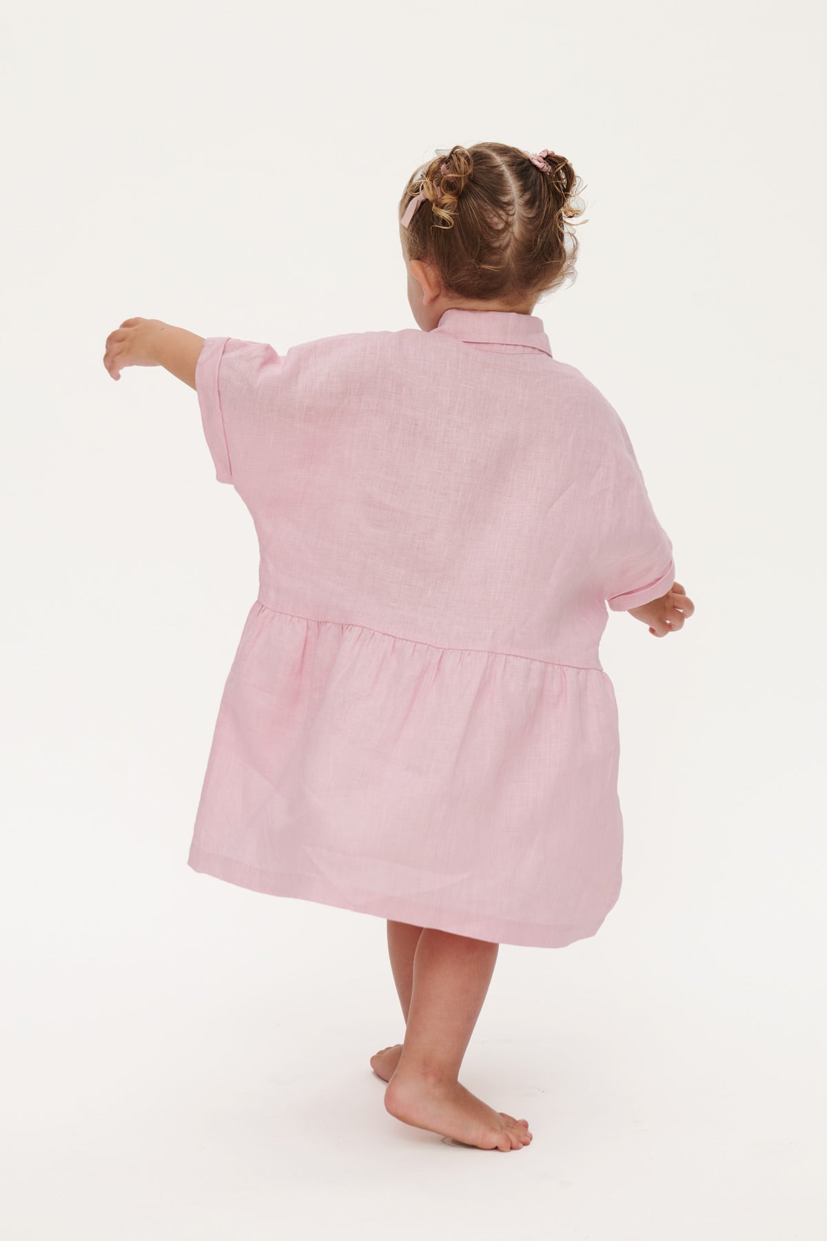 Bailey Linen Child Dress Peony Pink