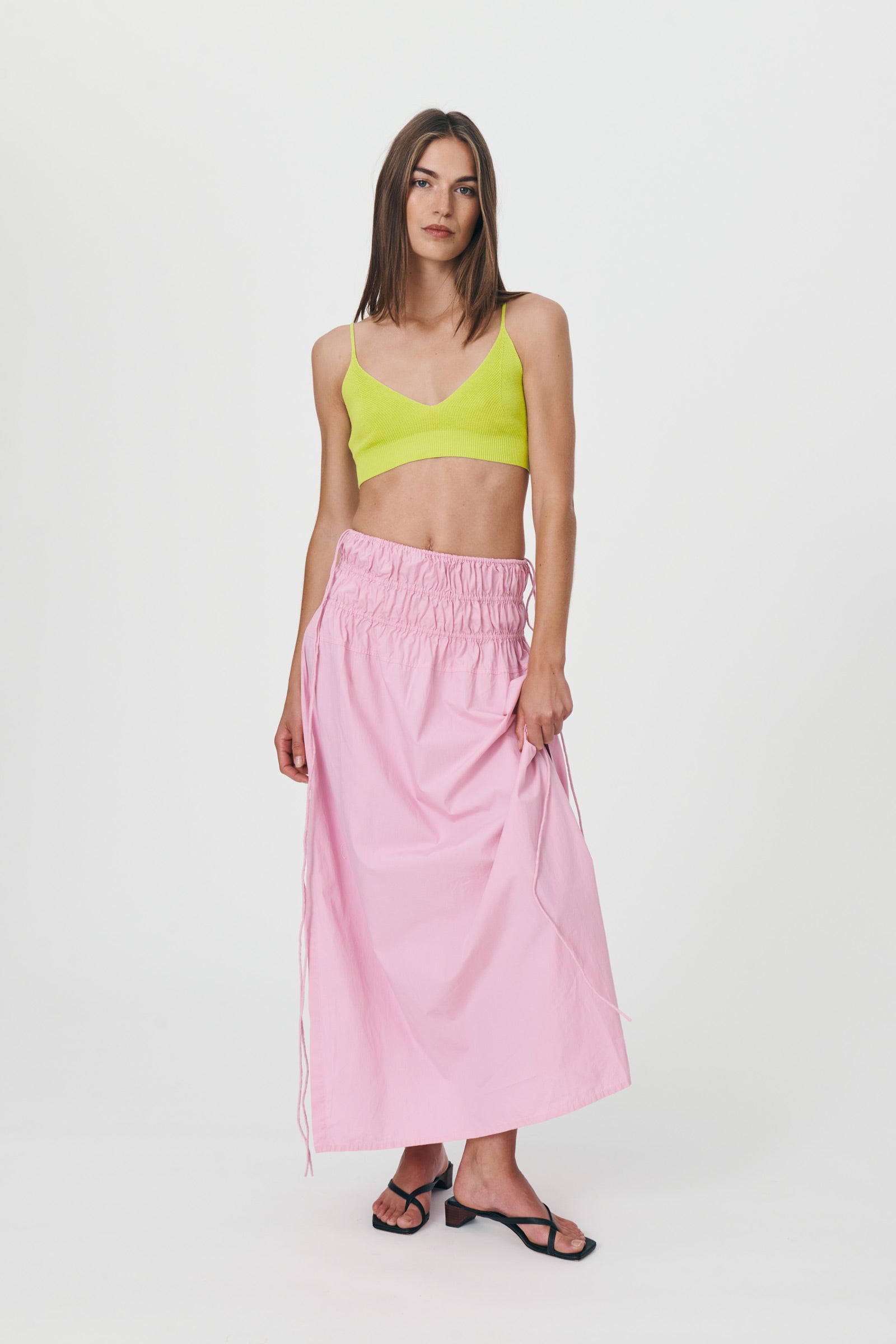 ROWIE The Label Camille Organic Maxi Skirt Peony Pink Skirts