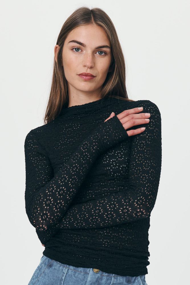 Galo Daisy Lace Top Noir