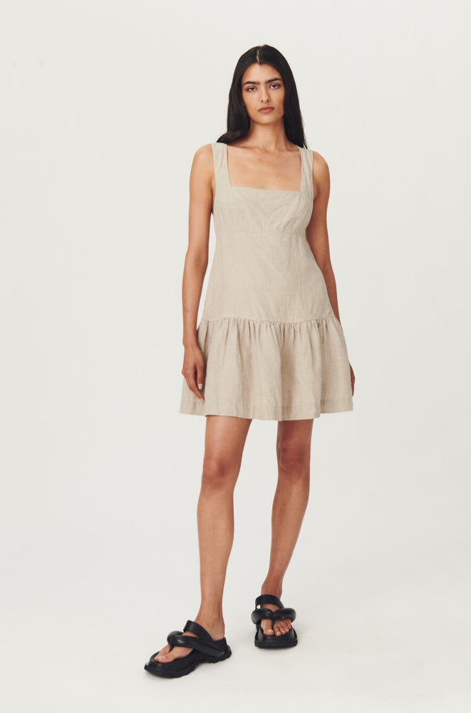 Leonie Linen Mini Dress Almond