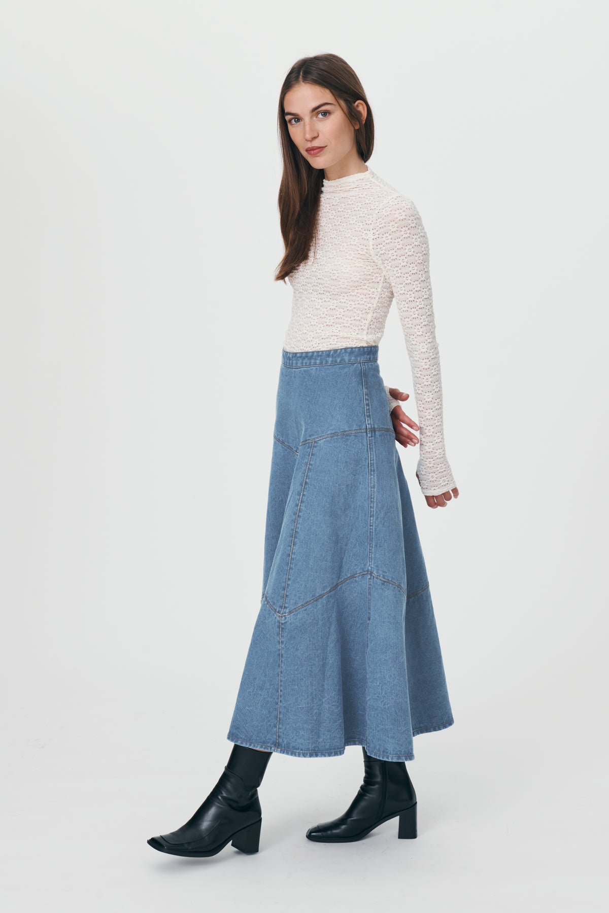 Paloma Organic Midi Skirt Faded Denim