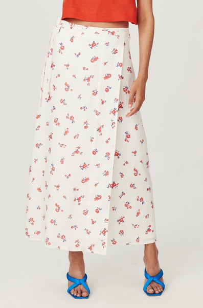 Patsy Linen Midi Wrap Skirt in Otis Floral ROWIE Skirts ROWIE The Label