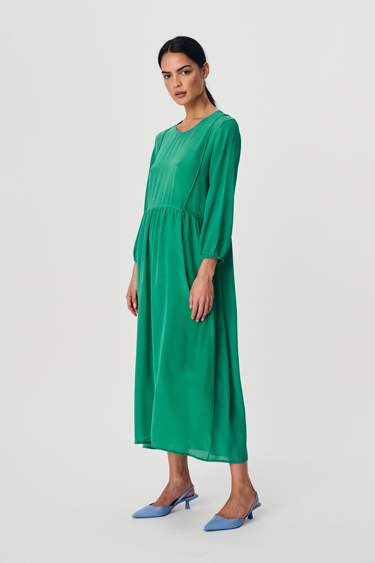 Sandrean Silk Midi Dress Jade