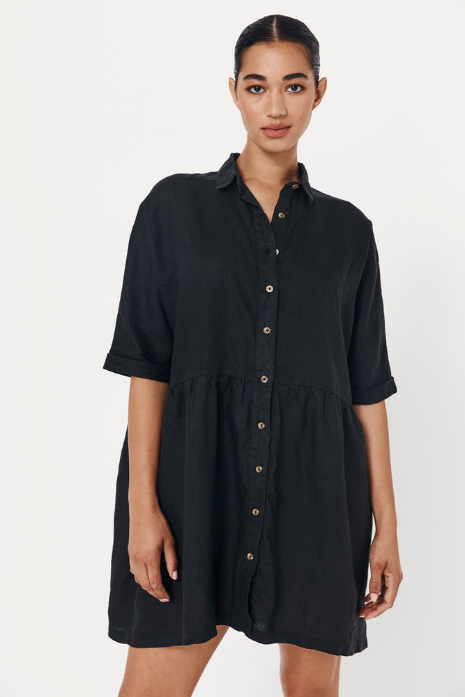 Bailey Linen Dress Washed Black